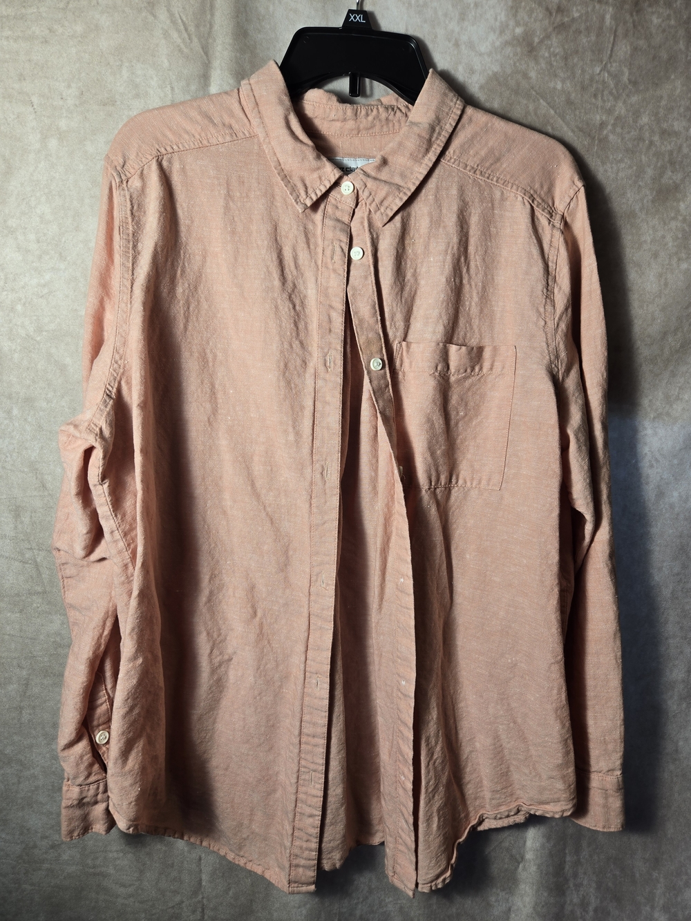 Womens Liz Claiborne Pink Linen Cotton Button-up Shirt